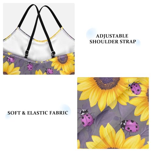 senya Girls Swimsuits One-Piece Swimwear Tie Bathing Suit Beach Summer Round Neck 7-8T Sunflower Seven Star Ladybug Pattern3