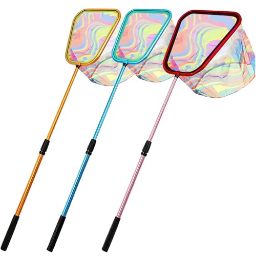 Kids Fishing Net, 3 Pack Telescopic Landing Net with Aluminum Pole Handle, Beach Nets Toys for Kids, Butterfly Net Bug Net, Fish Net Crab Nets Fishing Gear for Kids Youth, Outdoor Playing by Lanboon - Used condition - US$25.38