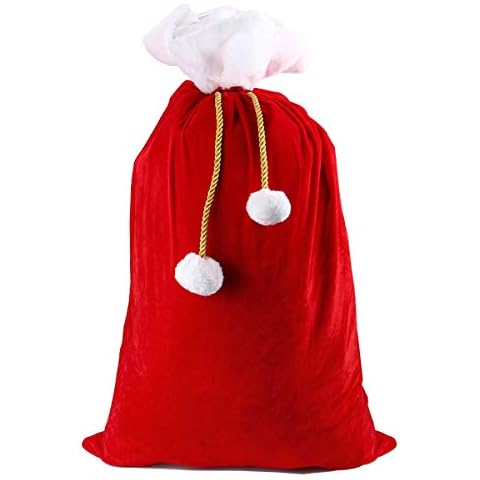 AutoRocking Velvet Santa Claus Drawstring Sack Christmas Gift Bag Cover