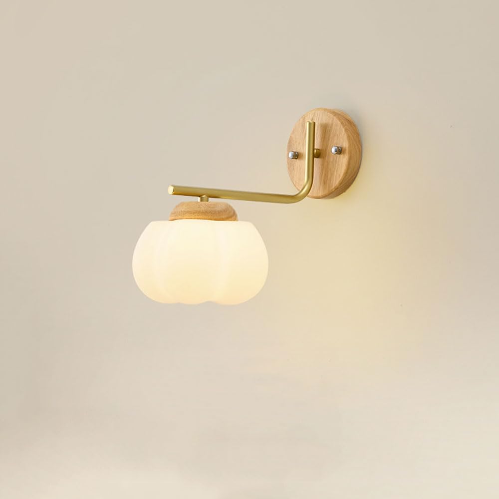 HUAYUSEDF Modern Minimalist Wood Farmhouse Wall Sconce Mid Century Metal Bedroom Light Fixture Hallway Lighting Indoor Mounted Lamp for Living Room Aisle Stairs Porch Foyer(Log Color)