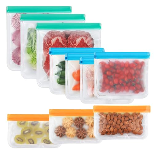 SHUCHUANG Reusable Ziplock Bags with BPA Free,Dishwasher Safe&Extra Thick Leakproof