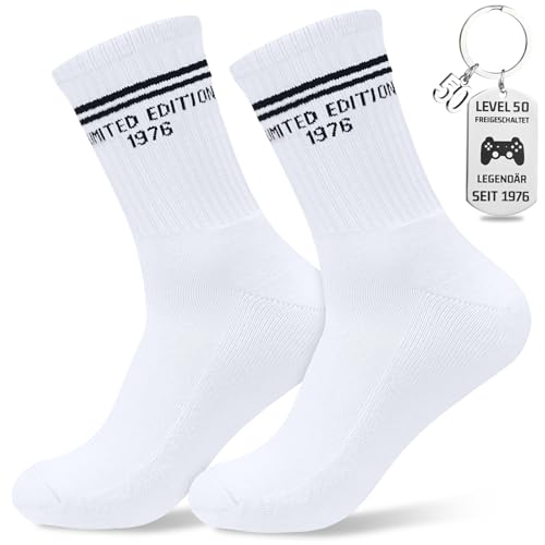 Smlper 16 18 30 40 50 Geburtstag Geschenke, Lustige Socken Geburtstagsgeschenk, Geburtstag Socken Und Schlüsselanhänger, Geschenk Baumwolle Tennissocken für Teenager Männer Frauen Frauen