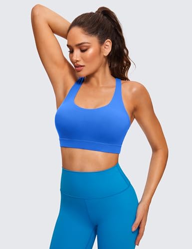 Image of CRZ YOGA Naked Feeling Strappy Sports Bras | Medium Support, Removable Pads, Yoga, Sleek, Scoop Neck, for Women