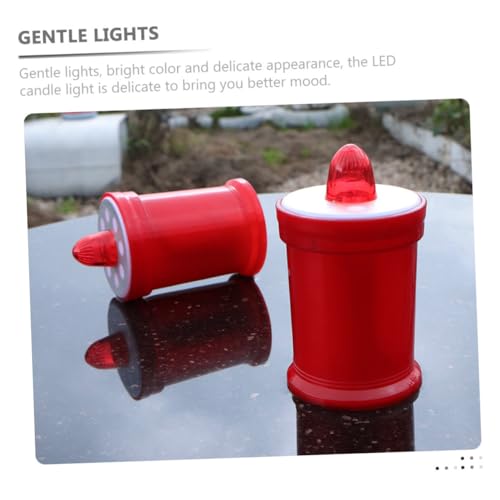 Velas LED rojas a pilas para cementerio e iglesia | Pack de 2 luces cálidas 2
