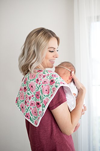 Image of Copper Pearl Premium Baby Burp Cloths - 3-Pack Large Cotton Burp Cloths, Extra Soft Spit Up Rags with 3 Absorbent Layers, Perfect for Baby Girl Gifts (21 inch x 10 inch Size, Bloom Set)