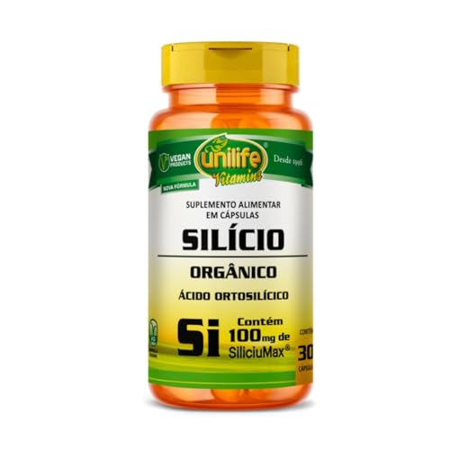 Silício Orgânico Ácido Ortosilícico 100mg Selo Siliciumax 30 Cápsulas Vegano Unilife