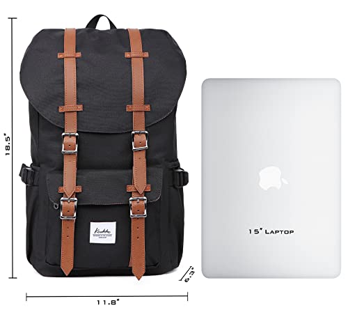 Kaukko Travel Laptop Backpack, Outdoor Rucksack, School Backpack Fits 15.6"(Nylon Black) #TOP7