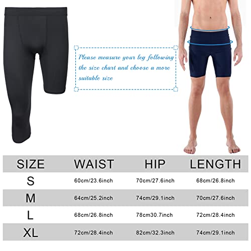 2 Packs Men's 3/4 One Leg Compression Tights Unisex Leggings Athletic Base Layer For Basketball Sports (R Style, Large) #TOP6