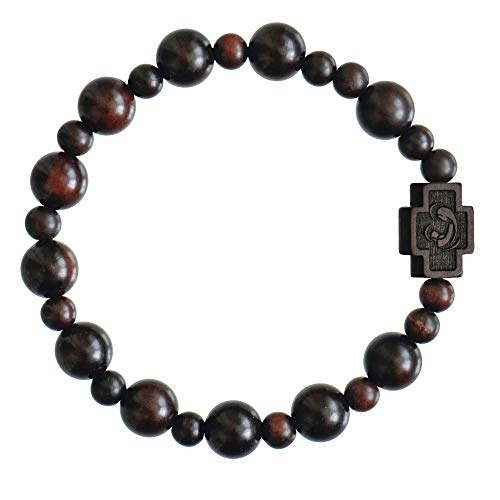 Sine Cera Dark Jujube Wood 1 Decade Catholic Rosary Bracelet, Smooth 10mm Beads2