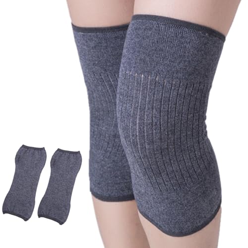 Cashmere Stretchy Knee Warmer Knit Warming Arthritic Knee Sleeve Anti-Slip Soft Thermal Knees Brace Night Sleep Leg Sleeve Breathable Knees Wrap Pads Support Band for Men Women Pain Relief Walking