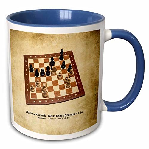 3dRose World Chess Champion Number Fourteen Kramnik 15oz Two-Tone Blue Mug