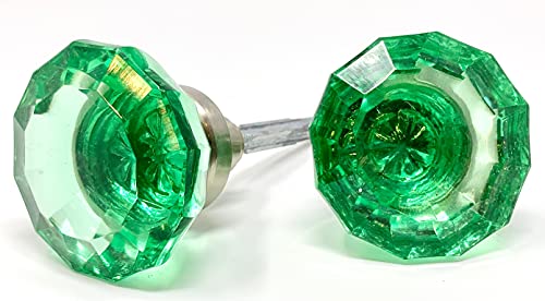 Rousso Usa Green Glass Door Knobs 0019Gn-Bn Vintage Reproduction For Any Room And Bath #TOP13