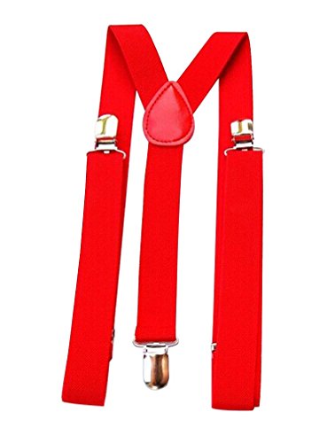Mens / Womens One Size Suspenders Adjustable - (Various Neon Colors), Red