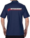 FEUER1 Funktions-Poloshirt Navy, Rettungsdienst mit roter EKG-Linie XL