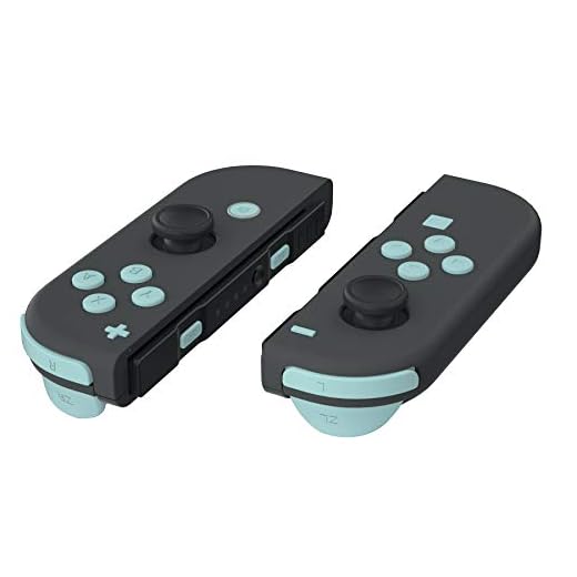 eXtremeRate Tasten Set für Nintendo Switch JoyCon,ABXY Knopf SR SL L R ZR ZL Taste Trigger Federn,Ganze Set Tasten Ersatzteile&Tool für Nintendo Switch JoyCon(Leichtes Cyan)-Keine JoyCon Hülle