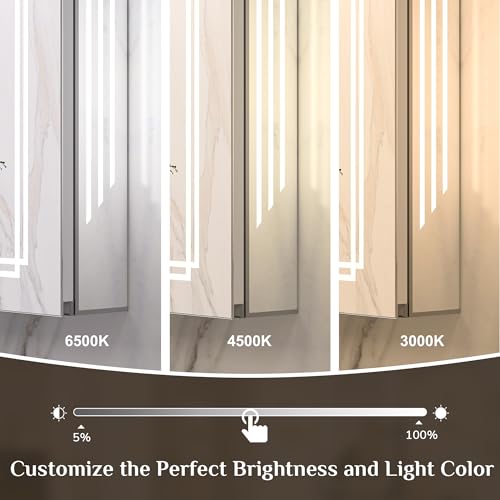 Keonjinn 30 x 32 Inch Lighted Medicine Cabinet with Lights, LED Medicine Cabinet Mirror for Bathroom, Tempered Glass, Adjustable Shelves, No Outlets, 3 Color Temperature, Anti-Fog, Surface Mount Only by Keonjinn - Image 8