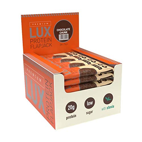 Premium LUX Protein Flapjack Bars - High Protein, Low Sugar Snack – Bodybuilding Warehouse - Chocolate Chunk (24 x 75g) - Image 5