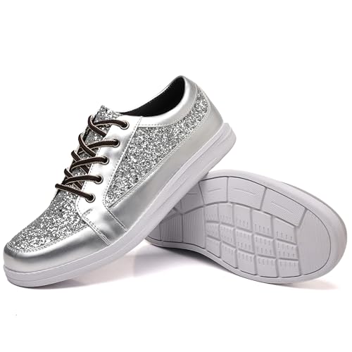 Image of Trsorini Mens Glitter Shoes Sparkly Sneakers Fashion Bling Sequin Shiny Comfort Men Shoes