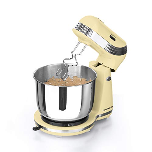 GOURMETmaxx Edelstahl Küchenmaschine Retro 'Vanille' | Multifunktions-Mixer zum Rühren, Mixen & Kneten im 50er Jahre Retro Style | 6 Geschwindigkeitsstufen, inkl. Schneebesen und Knethaken, 250 Watt – Bild 3