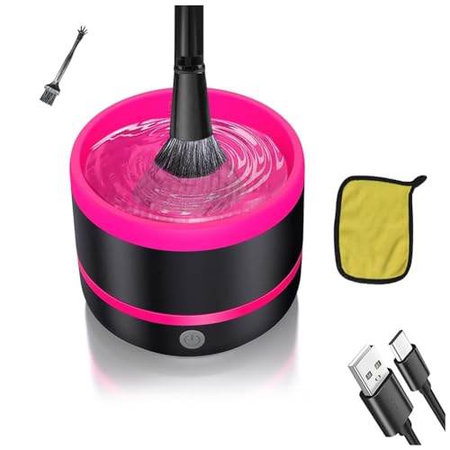 casstaly Máquina limpiadora de brochas de maquillaje eléctrica automática, herramienta limpiadora para todos los tamaños, juego de brochas de maquillaje de belleza, fácil de instalar