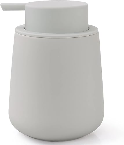Bosilunlife Dispensador de jabón para baño, dispensador de jabón de cerámica gris claro, dispensador de loción, dispensador de jabón para platos de
