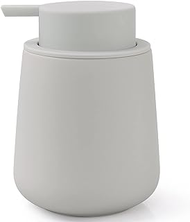 Soap Dispenser Bathroom - Beige Grey Ceramic Soap Dispenser Lotion Pump Dish Soap Dispenser for Kitchen Sink 12oz Refillable Liquid Hand Soap Dispenser for Bathroom (Rubber Paint)