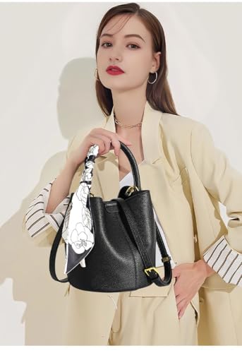 Women’s Genuine Leather Bucket Bag Vegetable Basket, Ladies Shoulder Handbag Tote bag for Everyday2