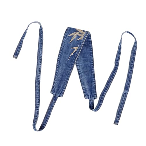 BESPORTBLE Vintage Denim Waist Belt Women Wide Corset Embroidered Leaf Fashion Waistband for Dresses Stylish Comfortable Fit