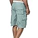 Linen 6 Inch Shorts Men Zipper Men's Cargo Shorts Classic Fit Buckle Zipper Cotton Utility Tooling Shorts Multi Pockets Outdoor Fashion Shorts Man Shorts Light Blue XL