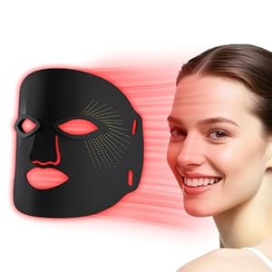 Terapia de luz roja para cara, máscara de terapia de luz roja, máscara facial LED de 7 colores para eliminar arrugas y antienvejecimiento, cuidado de la piel, uso doméstico, negro (versión mejorada)