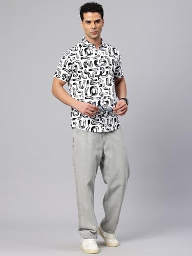 Image of Majestic Man Slim Fit Floral Printed Pure Cotton Casual Half Sleeve Shirt