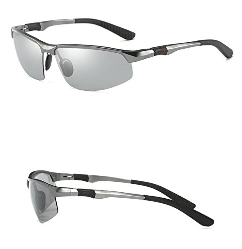 Polarized Photochromic Lens Sunglasses Driving Photosensitive Sunglasses For Men, Gun 1, Large #TOP5