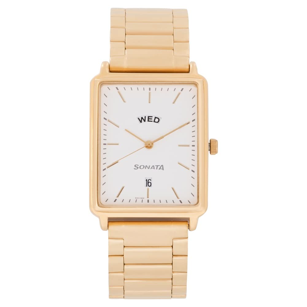 Sonata Quartz Analog with Day and Date White Dial Stainless Steel Strap Watch for Men-NS77084YM04 (B0BS3KYYLD) Amazon Price History, Amazon Price Tracker