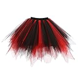 Topdress Women's 1950s Vintage Tutu Petticoat Ballet Bubble Skirt (26 Colors) Black Red M