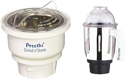 Preethi MGA-502 0.4-Litre Grind and Store Jar & MGA-514 1.75-Litre Taper Jar