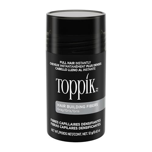 Toppik Hair Building Fibers, Gray, 12g Fill In Fine or Thinning Hair, Instantly Thicker, Fuller Looking, 9 Shades for Men & Women, Keratin Protein Formula