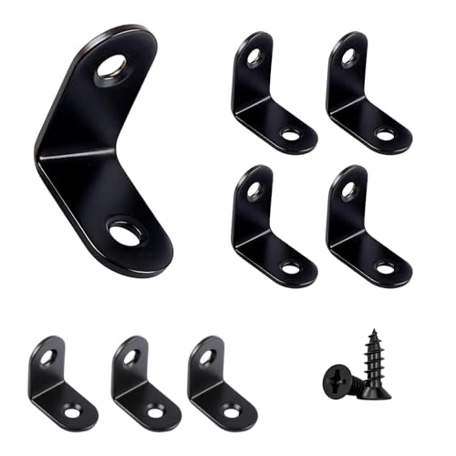 HAISHANG 20 Stück Winkelverbinder Edelstahl 20x20mm,90 Grad Schwarz Metallwinkel mit Schrauben,L-förmig Kleine Winkel Metall für Holz Möbel,Tabelle Stuhl,Bücherregal