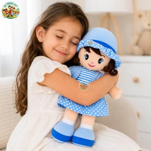 Image of Chi-Chimpu Toyss Soft Curly Doll 30cm (Blue) for Kids | Ultra Soft Plush Stuffed Doll | Cuddly Hugging Toy | Skin-Friendly & Washable | Birthday Gift for Girls & Boys | Cute Sleeping Companion |