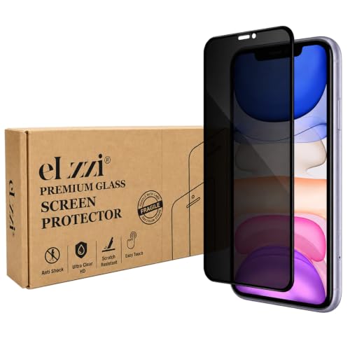Image of Elzzi Privacy Screen Protector for iPhone Xr, Anti-Spy Shatterproof Borderless Tempered Glass 9H Hardness Bubble Free Anti-Glare Case Friendly
