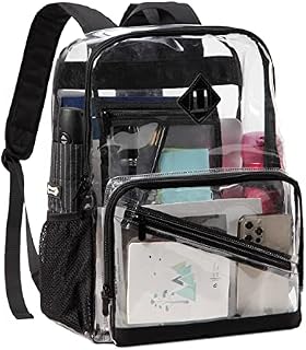 Ksago Clear Backpack, 15.6 Inch Heavy Duty PVC Transparent Backpack See Through Backpacks for School, College, Sports, Work, Travel, Stadium Approved, Black