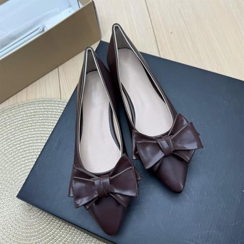 Image of TN TANGNEST Flats Shoes Women Comfort Casual Loafers | Classic Pointed Toe Bowknot Flats Cute Slip On Flats, Wear to Work Travel Walk