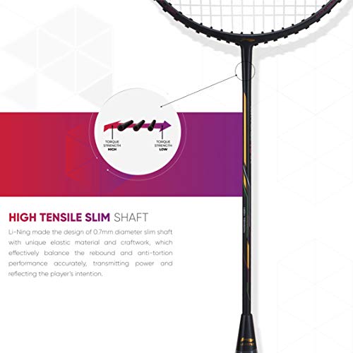 Li-Ning Air Force 78 G2 Carbon Fiber Strung Badminton Racket With Full Cover (Charcoal/Gold ) #TOP4