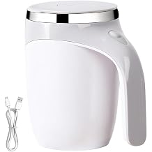 Auto Stirring Coffee Mug, 380ml Self Mixing Cup with Seamless Stainless Steel Inner Chamber, One Touch Operation for Quick Blending and Cooling, for Hot or Cold Drinks