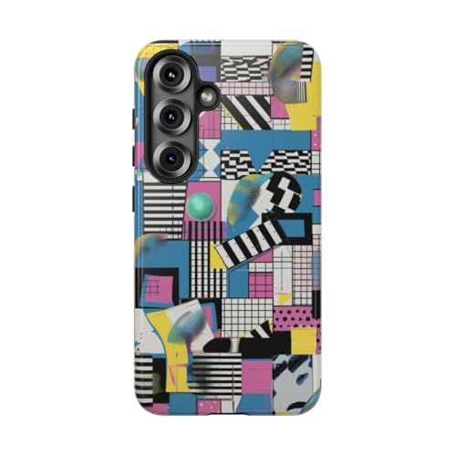Coque Samsung S25 Bleu rigide brillante à motif géométrique