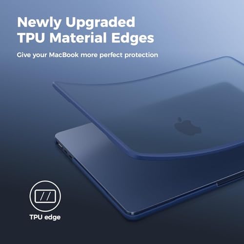 Image of BlueSwan Case Compatible for MacBook Air 13.6 inch M3 M2 A3113 A2681, Released in 2022 2024, Anti-Rupture Shockproof Matte Anti-Fingerprint Hard Shell Cover - Frosted Midnight