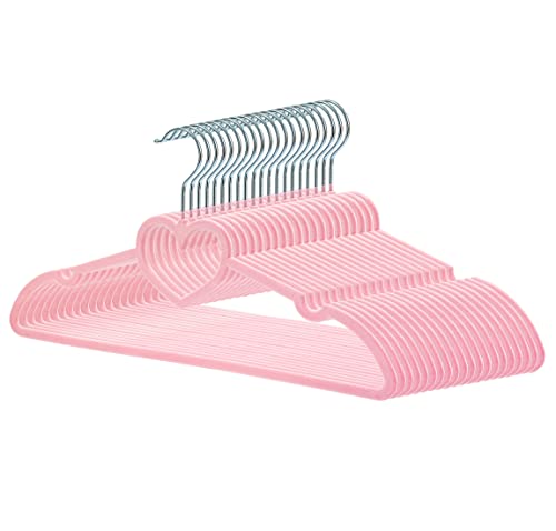 Jiuxcf Velvet Hangers 20 Pack, 16" Non Slip Adult Hangers, Slim Clothes Hanger With 360 Degree Swivel Hook - Durable & Cute For Coats, Shirts, Dress (Pink) #TOP30
