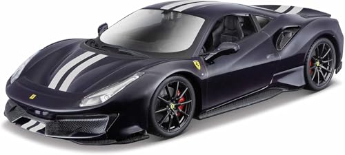 Bburago Ferrari 488 Pista (2018): Maqueta de Coche a Escala 1:24, Serie Ferrari Race & Play, Puertas móviles, Color Azul (18-26026B)