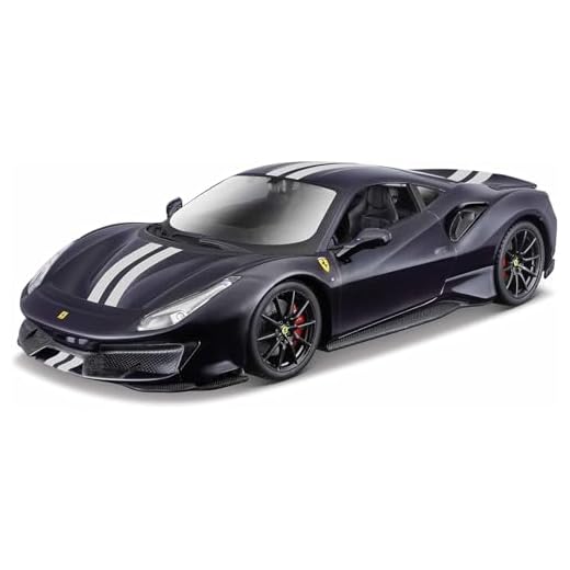 Bburago Ferrari 488 Pista (2018): Maqueta de Coche a Escala 1:24, Serie Ferrari Race & Play, Puertas móviles, Color Azul (18-26026B)