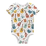 foixnub Newborn Baby Romper Musical Notes Vintage Colorful Guitar Short Sleeve Jumpsuit Bodysuit Infant Clothes Outfits 6M