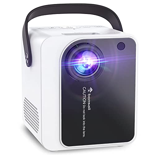 Portable Projector, Movie Projector for Outdoor Use with Portable Handle, 8000Lux 1080P Supported 180"Display Mini Video Projector with HIFI Speakers Compatible with Laptop/HDMI/USB/TV Stick/TF/AV/PS4